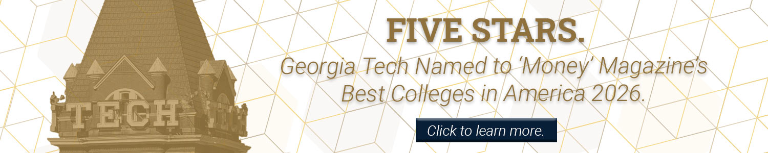 A banner linking to an article about GA Tech being named one of the best colleges in america.